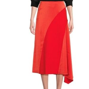 Ted Baker London Bolsena Satin A-Line Midi Asymmetric Hem Skirt
